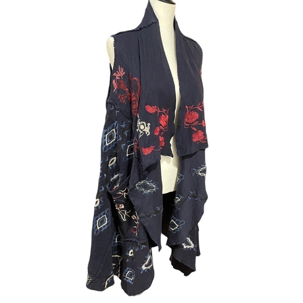 Soft Surroundings Embroidered Cardigan Sweater Vest